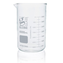 Globe Scientific Beaker,4 L,250 mm H,161 mm Dia 8014000