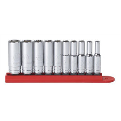 Kd Tools Deep SAE Socket Set,1/4",10 pcs. 80305