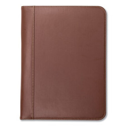 Samsill Contrast Stitch Leather Padfolio,Tan 71716