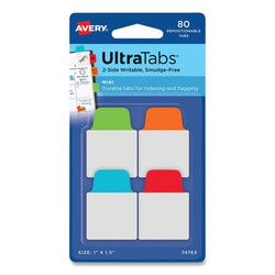 Avery Dennison Tab,Poly,Prim,Ast,PK80 74763