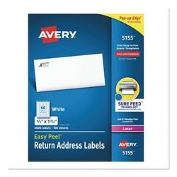Avery Dennison Label,60-Up,White,PK6000 5155