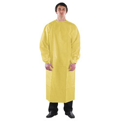 Ansell Gown,M,Yellow,Non-Woven Laminate,PK50 68-2300