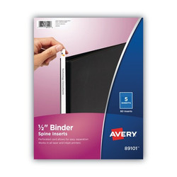 Avery Dennison Insert,Spine1/2",White,PK80 89101