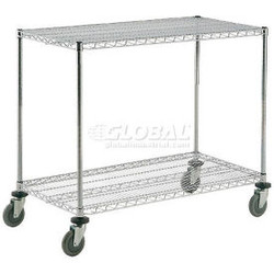 Nexel 2 Shelf Shelf Cart Chrome 54""W x 18""D x 40""H Poly Casters4 Swivel 2 Bra