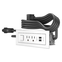 Legrand Power Unit,White,2 Outlet,2 USB,1 Switch RDSZWH