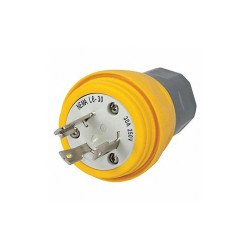 Hubbell Wiring Device-Kellems WT LckPlg,Strt;30 A;Yellow,Elastmr,3Blds HBL28W48