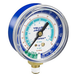 Yellow Jacket Low Side Gauge, 2 1/2 in Dia, Blue 49052