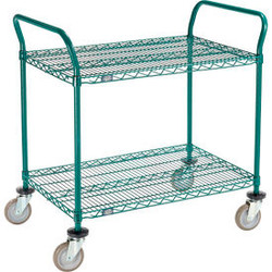 Nexel 2 Shelf Utility Cart Poly-Green36""W x 24""D x 39""H Poly Casters4 Swivel