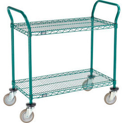 Nexel 2 Shelf Utility Cart Poly-Green36""W x 18""D x 39""H Poly Casters4 Swivel