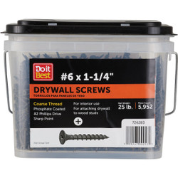 Do it Best #6 x 1-1/4 In. Coarse Thread Drywall Screw (25 Lb.) DIB726283