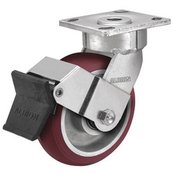 Albion Plate Caster,Swivel,Polyurethane,7 1/2"H 18AX06228SFBE