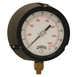 Winters Pressure Gauge,4-1/2" Dial Size,Black PPC5086-G-SG.
