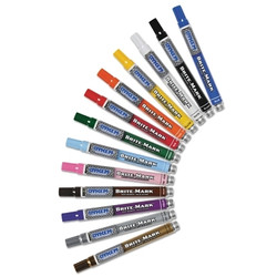 BRITE-MARK® Medium Permanent Paint Marker, Valve Action, Blue Pack of 12