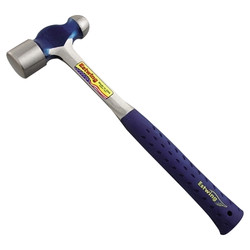 Ball Pein Hammer, Straight Blue Shock Reduction Grip® Handle, 14.25 in Overall L, 32 oz Steel Head