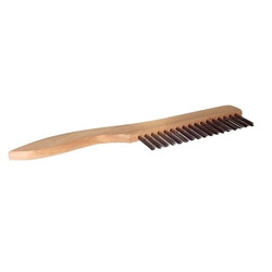 Shoe Handle Scratch Brush, 10 in, 1X17 Rows, SS Wire Bristle, Shoe Wood Handle Pack of 12