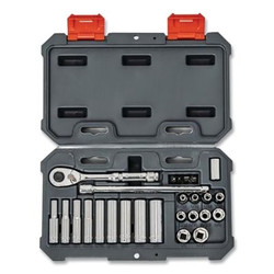 1/4 in Drive 6 Point Mechanics Tool Set, 26 Pc, Standard/Deep SAE, Sockets