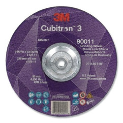 Cubitron™ 3 Depressed Center Grinding Wheel, 9 in dia x 1/4 in Thick x 5/8 in-11 Arbor, 36+ Grit, T27