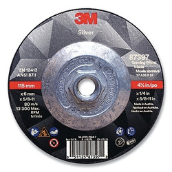 Silver Depressed Center Grinding Wheel, 4-1/2 in dia, 1/4 in, 5/8 in-11 Arbor Thread, 36 Grit, Precision Shaped Ceramic