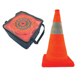 Cortina Pack & Pop Collapsible Cones, 28" w/ Feet, 4 lb ea, Orange, 4/Pkg