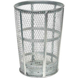 Global Industrial Outdoor Steel Mesh Corrosion Resistant Trash Can 48 Gallon Sil