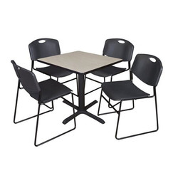 Cain Cain,30",Square Brkrm Table,4 Zeng Chrs TB3030PL44BK