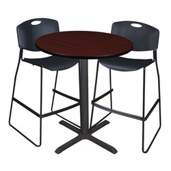 Cain Cain,36",Round Cafe Table,2 Zeng Stools TCB36RNDMH4495BK