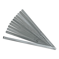 12 Blade Long Feeler Gauge Set, 0.0015 in to 0.020 in Thickness, Inch/Metric, 1/2 in x 12 in