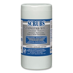 Stainless Steel Cleaner Towel, 9.75 in x 10.5 in, Citrus, 30 Sheets/Container Pack of 6