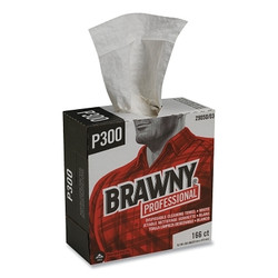 Brawny Industrial™ Medium-Duty Wiper, White, 9.2 in x 16.5 in, 166 Sheets, Box, 1/4 Fold, 4-Ply