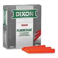 Fluorescent Crayon, 5 in dia, 11/16 in L, Fluorescent Orange