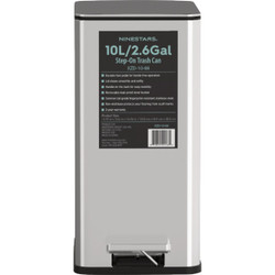 Ninestars 2.6 Gal. Slim Brushed Stainless Steel Pedal Trash Can XZD-10-88