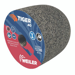 Tiger® Grinding Plug, 3 in dia x 3 in Thick x 5/8 in-11 Arbor, 24 Grit, Aluminum Oxide, Type 18R, 12 EA/BX Pack of 12