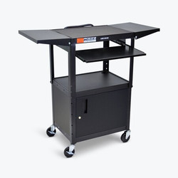 Luxor Media Cart with Cabinet,24 in H,Black AVJ42KBCDL