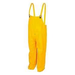 200BP Classic Series Yellow Rain Pants Bib Overall Style with Fly Front, 0.35 mm, PVC/Polyester, Large