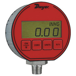 Dwyer Instruments Digital Pressure Gauge,3" Dial Size,Red DPG-005