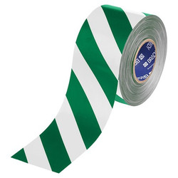 Brady Floor Marking Tape,Green/White,4"W,100ft 177055