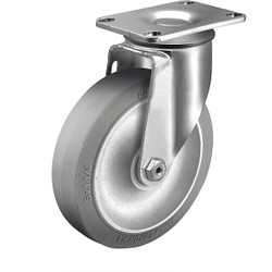 Colson Plate Caster,Swivel,Rubber,4 1/8"H 2.03356.42