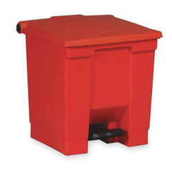 Rubbermaid Commercial Step On Trash Can,Rectangular,8 gal.,Red FG614300RED