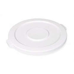 Rubbermaid Commercial Trash Can Top,Flat,Snap-On Closure,White FG264560WHT