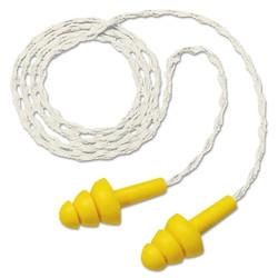 E-A-R™ Ultrafit™ Earplugs, Elastomeric Polymer, Yellow, Cloth Cord, Poly Bag Pack of 100