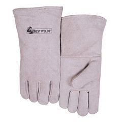 Leather Welder's Gloves, Shoulder Split Cowhide, Large, Gray