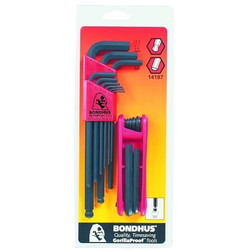 Balldriver L-Wrench and Fold-Up Set Combination, 16 pieces, Hex Ball Tip, Metric