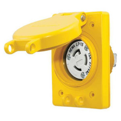Hubbell Wiring Device-Kellems WTLckRecpt,15A;Yllw;Elstmr,L7-15R,1Gng HBL65W34