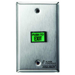 Alarm Controls Exit Button,Single Gang,Stainless Steel TS-7