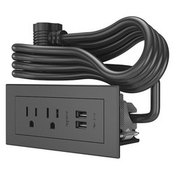 Legrand Power Unit,Black,2 Outlet,2 USB RDZBK