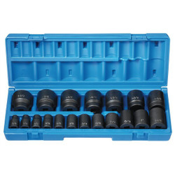 Grey Pneumatic Socket Set,1/2"D,12pt.,19 pcs. 1719