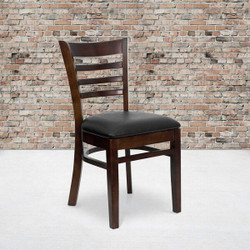 Flash Furniture Walnut Wood Chair-Blk Vinyl,PK2 2-XU-DGW0005LAD-WAL-BLKV-GG