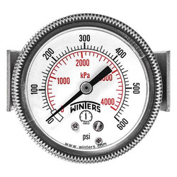 Winters Pressure Gauge,2" Dial Size,Black P9U901446UC
