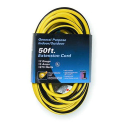 Manufacturer Varies Ltd Ext Crd,50ft,12Ga,15A,SJTW,Yel/Blk 3EB10