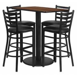 Flash Furniture Wal Bar Table,Rctngl w/Rnd Base,Blk Seat RSRB1020-GG
